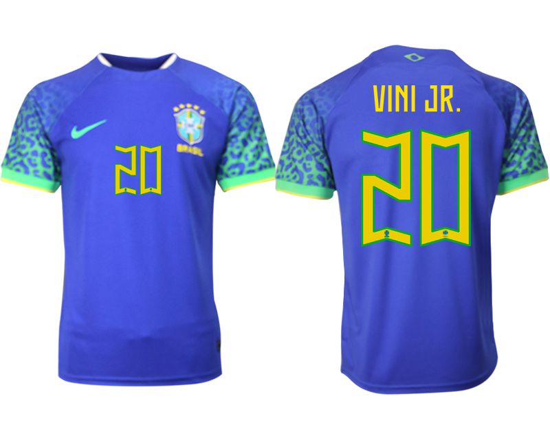 Men 2022 World Cup National Team Brazil away aaa version blue #20 Soccer Jersey